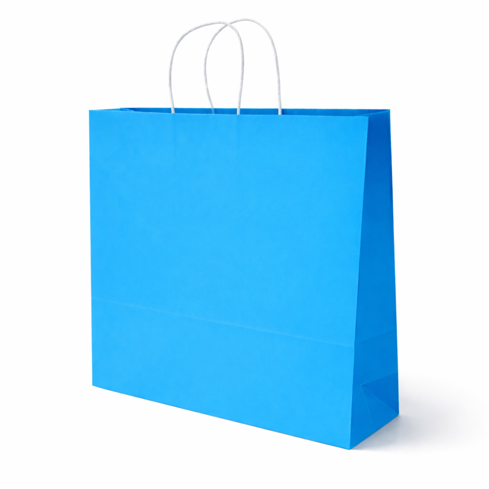 12 bolsas de regalo grandes de papel kraft azul cielo 44x15x40 cm