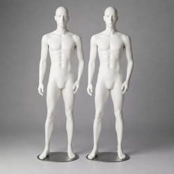 Pack dúo: Maniquí de vitrina de hombre - Acabado en resina blanca mate