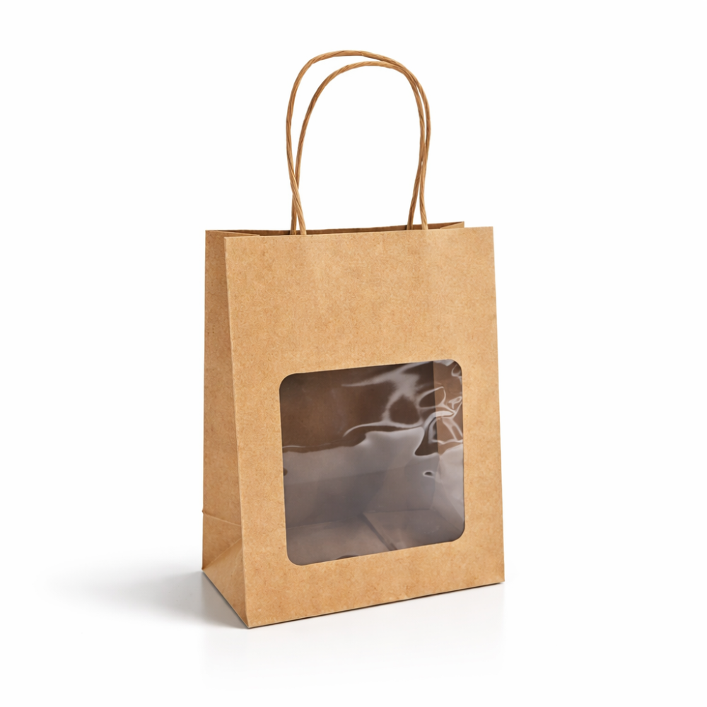 20 bolsas de papel con ventana L12 x H15 x P6 cm - kraft marrón