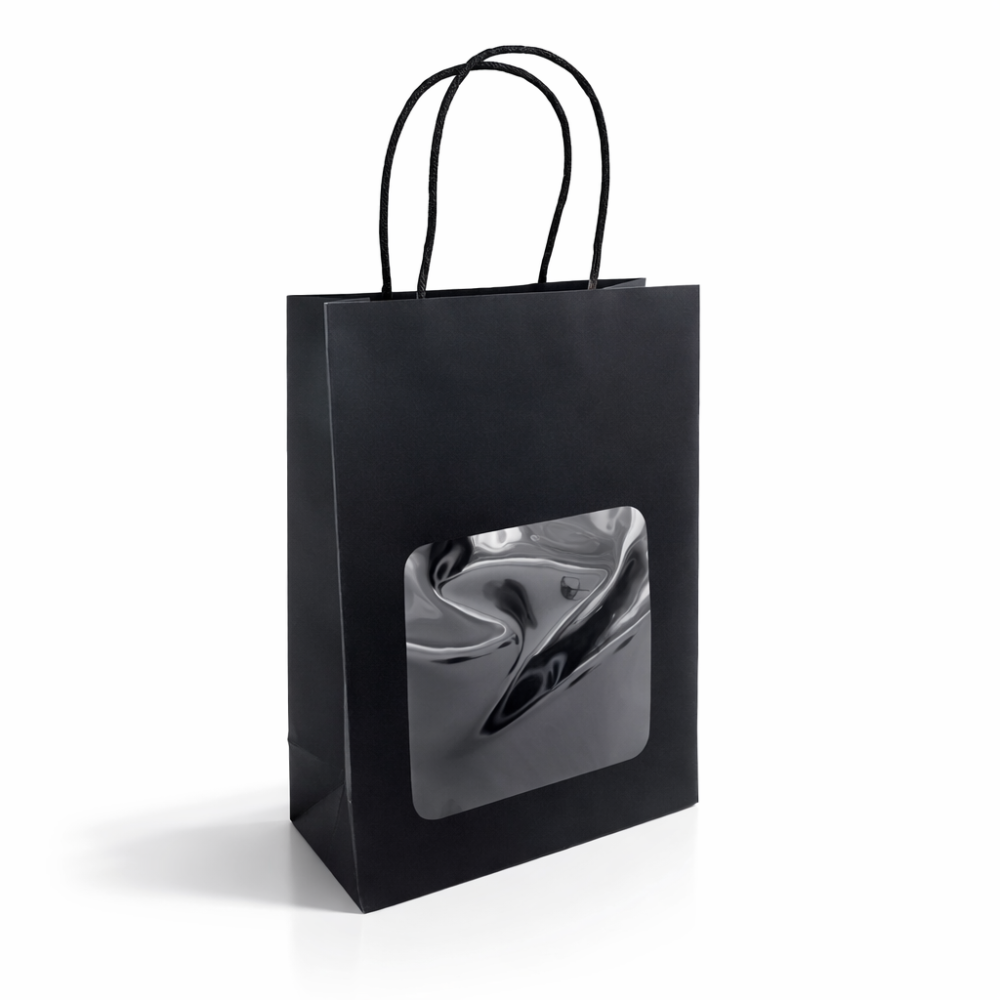20 bolsas de papel con ventana L12 x H15 x P6 cm - negro