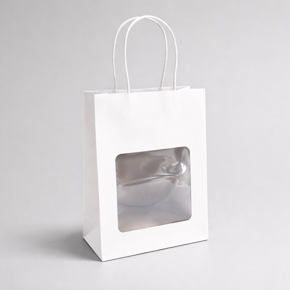 20 bolsas de papel kraft con ventana L22 x H27 x P11 cm - blanco