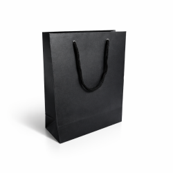 12 bolsas de papel kraft negras lisas de 19 x 8 x 24,5 cm