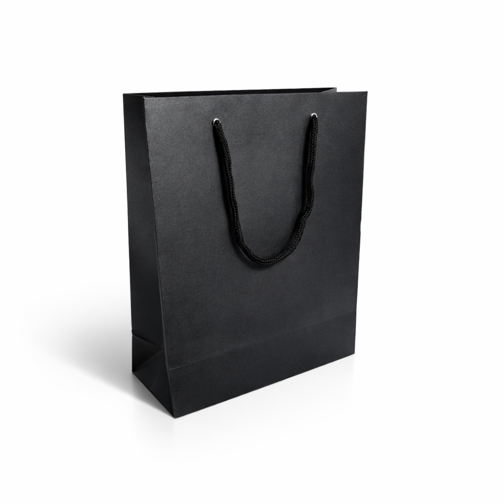 Lote de 12 bolsas de papel kraft negras de 24 x 8 x 33 cm