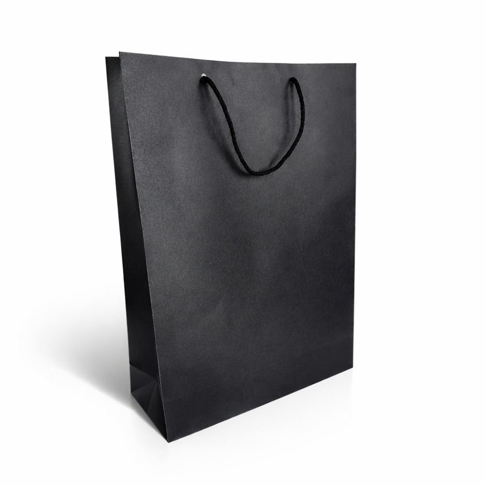 12 bolsas grandes de papel kraft negro liso 38 x 12 x 50 cm