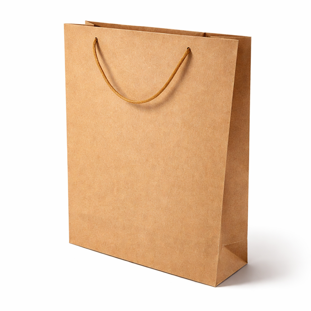 12 bolsas grandes de papel kraft marrón natural lisas 38 x 12 x 50 cm