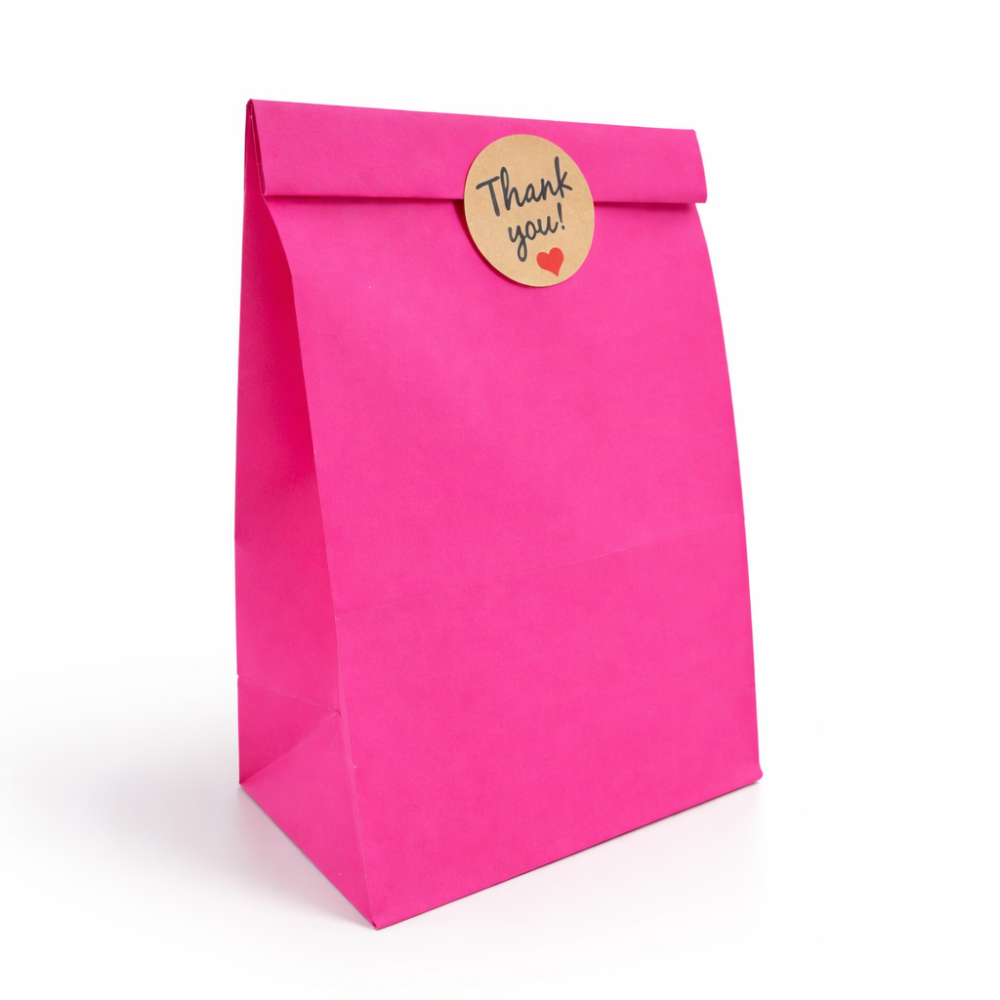 12 bolsas SOS de papel kraft rosa fucsia 13x8x24cm