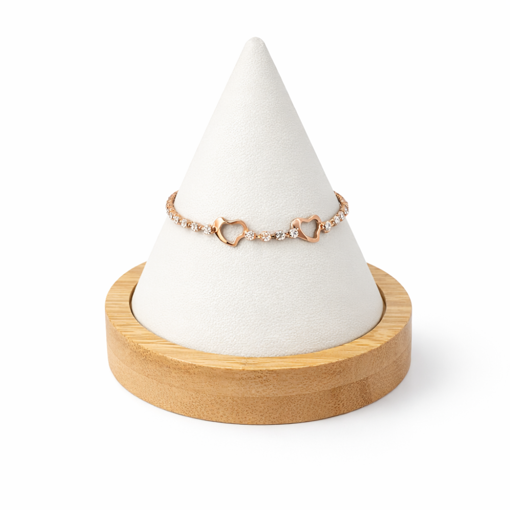 Cono para pulsera de madera y de símil piel blanco