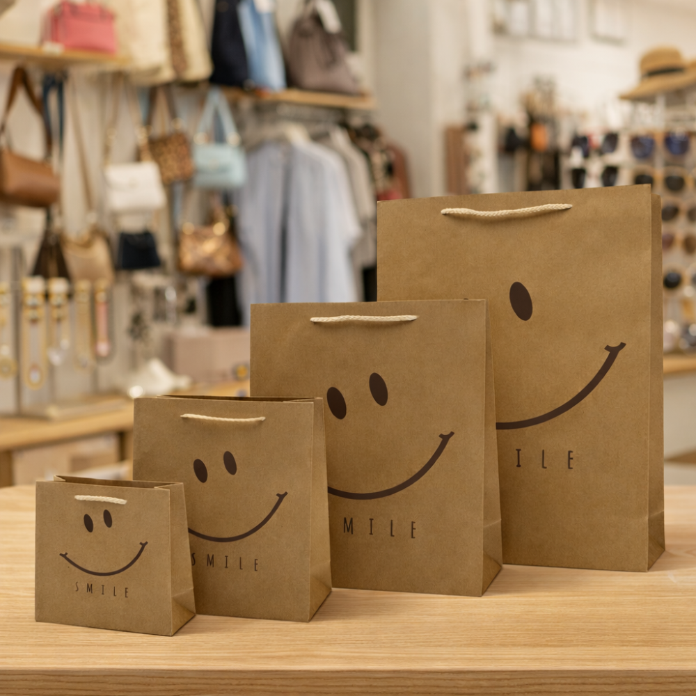 Pack de bolsas de papel kraft Smiley | ¡Formato XL gratis!