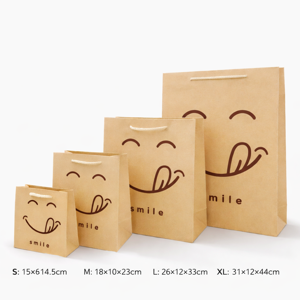 Pack de bolsas de papel kraft Smiley Gourmand | Formato grande gratis