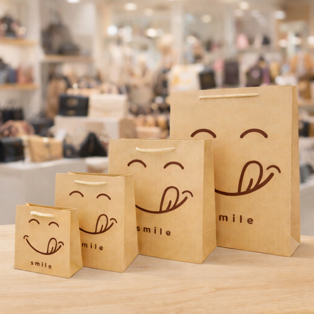 Pack de bolsas de papel kraft Smiley Gourmand | Formato grande gratis