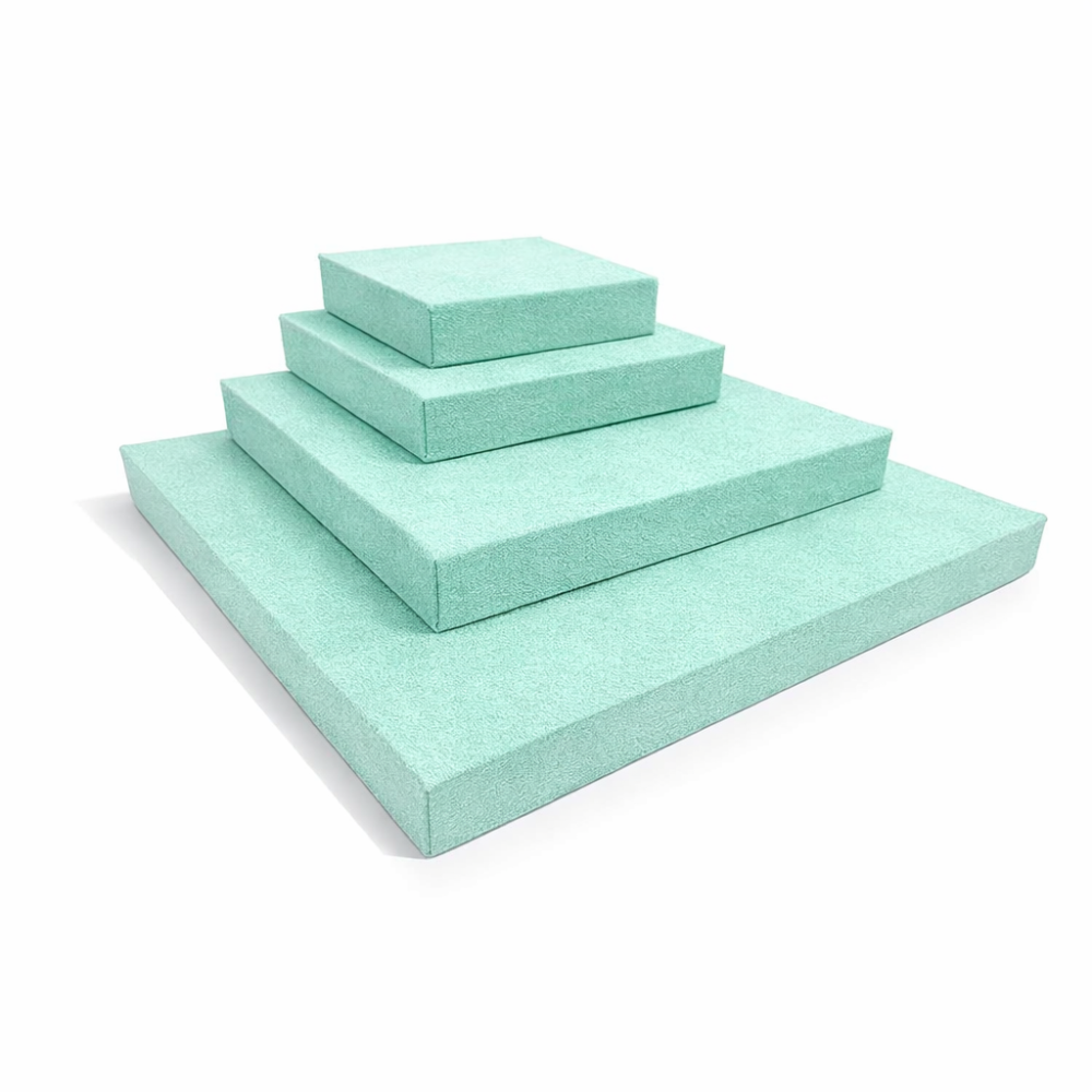 Set de 4 cubos de exposición «Riviera» – Cubos de ante verde laguna