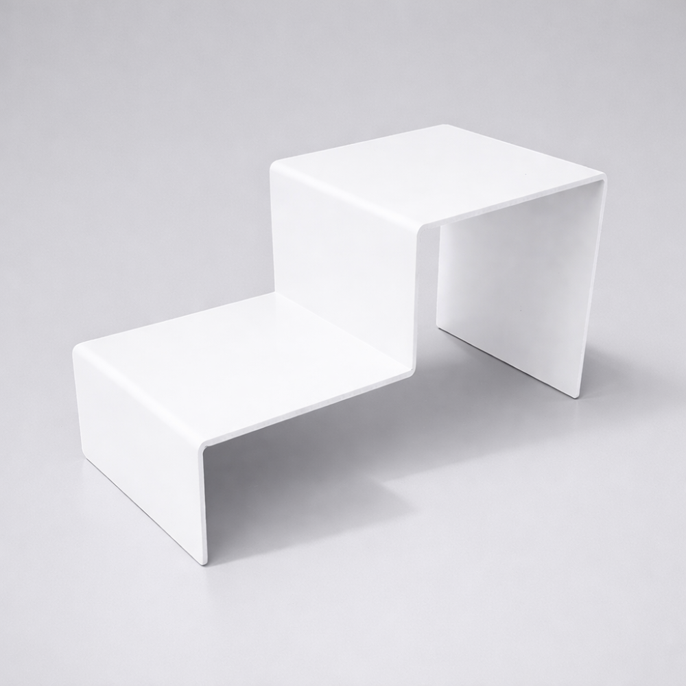 Expositor para joyas de metacrilato blanco de 2 escalones - 7305