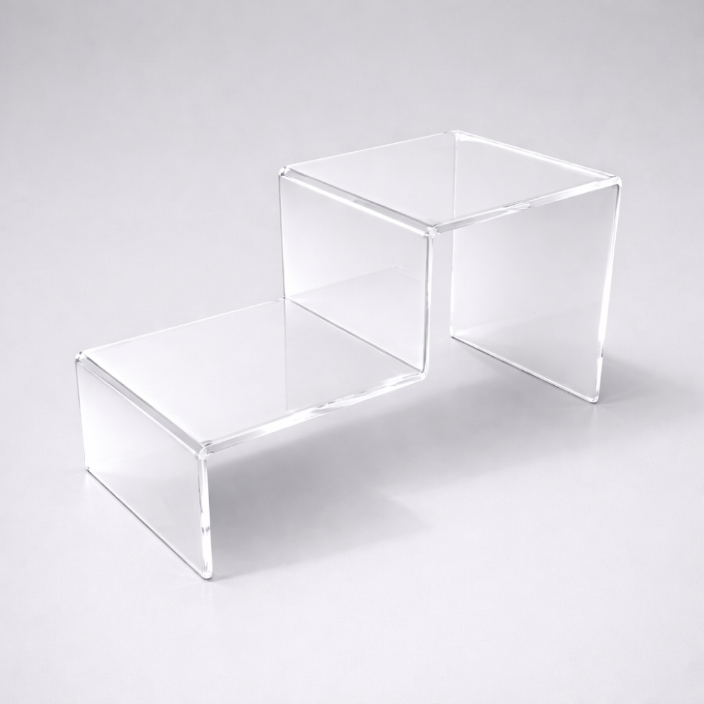 Expositor para joyas de metacrilato transparente de 2 peldaños - 7304