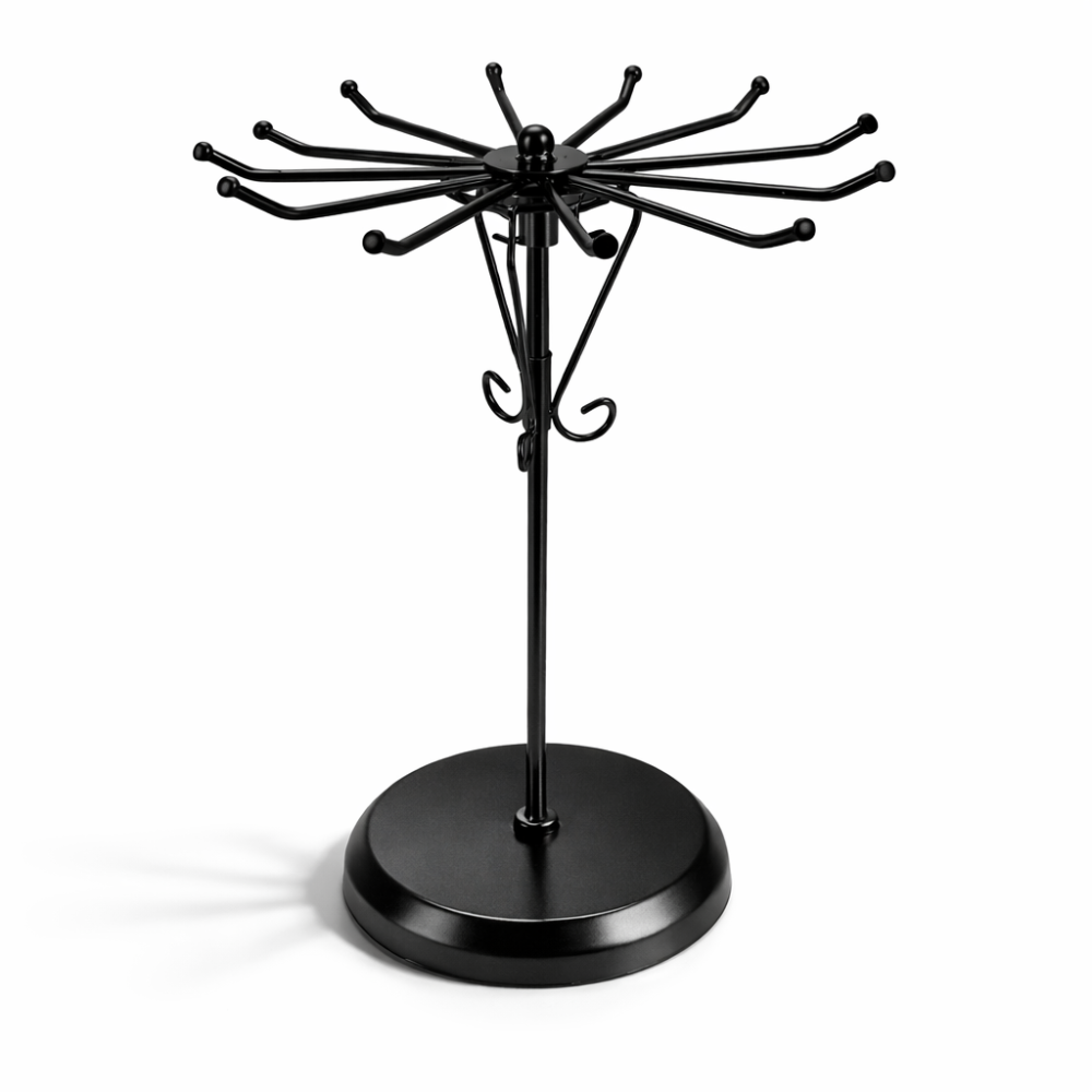 Joyero giratorio de metal negro de 30 cm