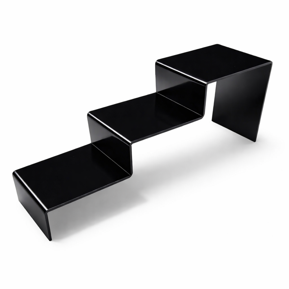 Soporte escalera de metacrilato negro de 3 peldaños - 7300