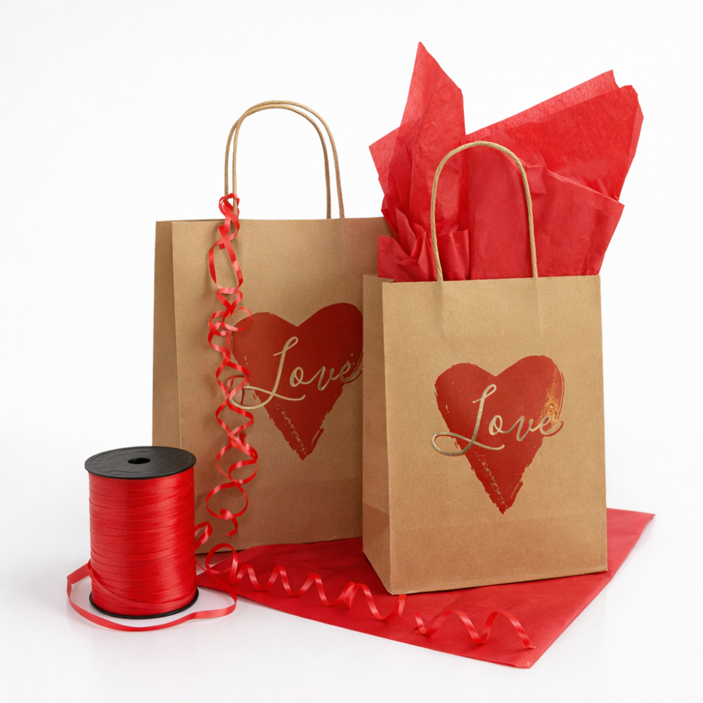 Kit de tienda de San Valentín: 12 bolsas medianas LOVE DE REGALO + 12 bolsas grandes