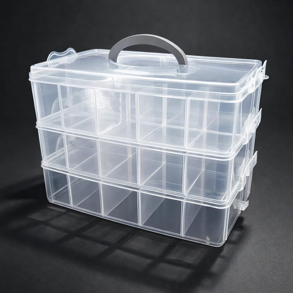 Caja grande de plástico para guardar joyas y accesorios
