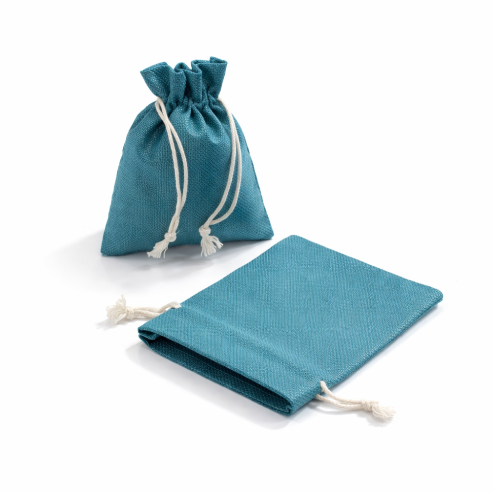 Lote de 10 bolsas de yute de color azul pato de 12 x 15 cm