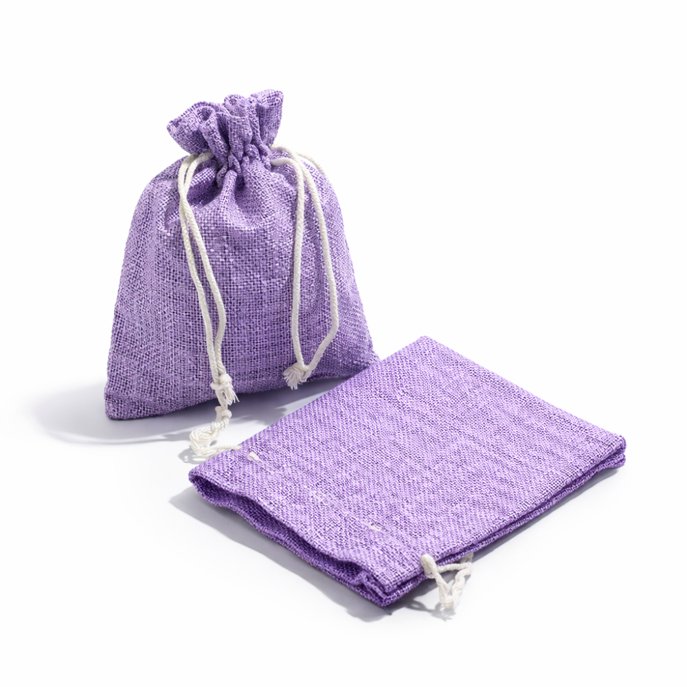 Lote de 10 bolsas de yute de color malva, 14 x 20 cm