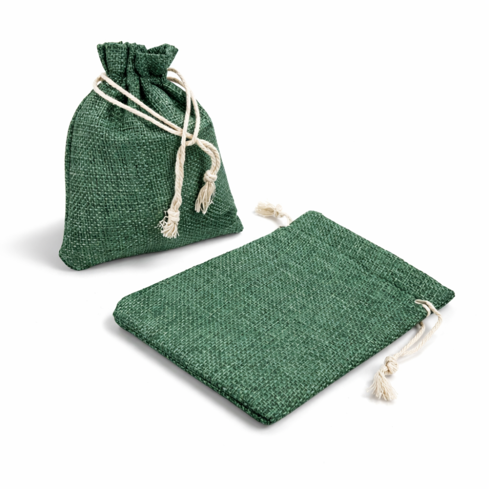 Lote de 10 bolsas de yute de color verde laguna, 12 x 15 cm