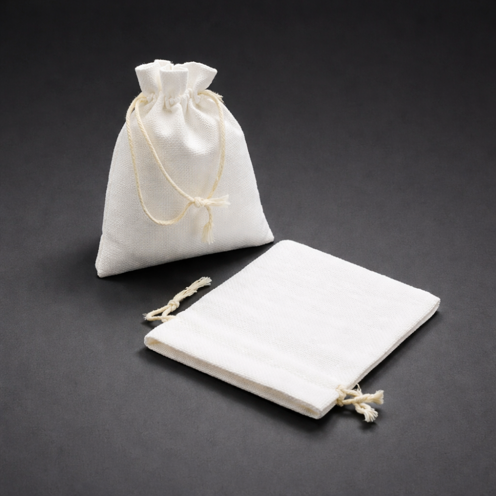 10 bolsas de regalo de yute de color blanco, 7 x 8 cm