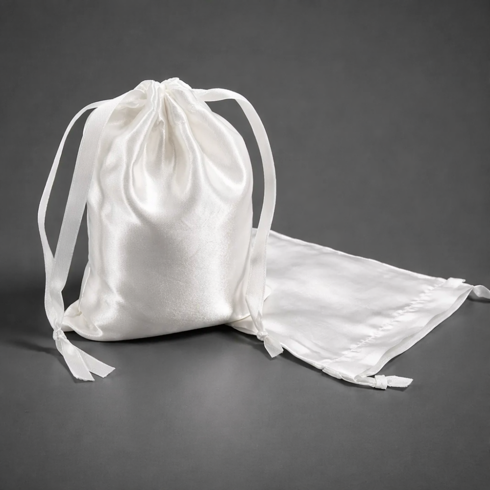10 bolsitas de satén blanco de 7 x 9 cm
