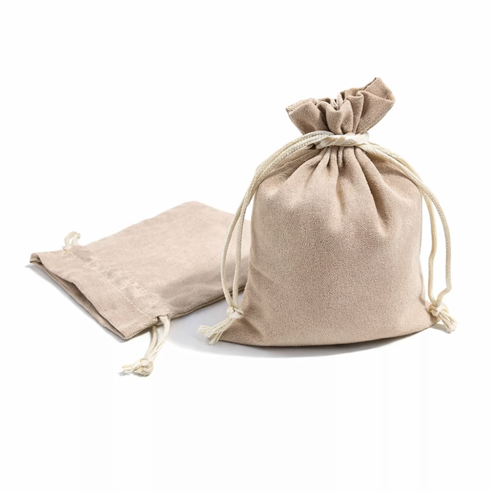 10 bolsitas tipo bolsa de ante claro beige de 7x9 cm