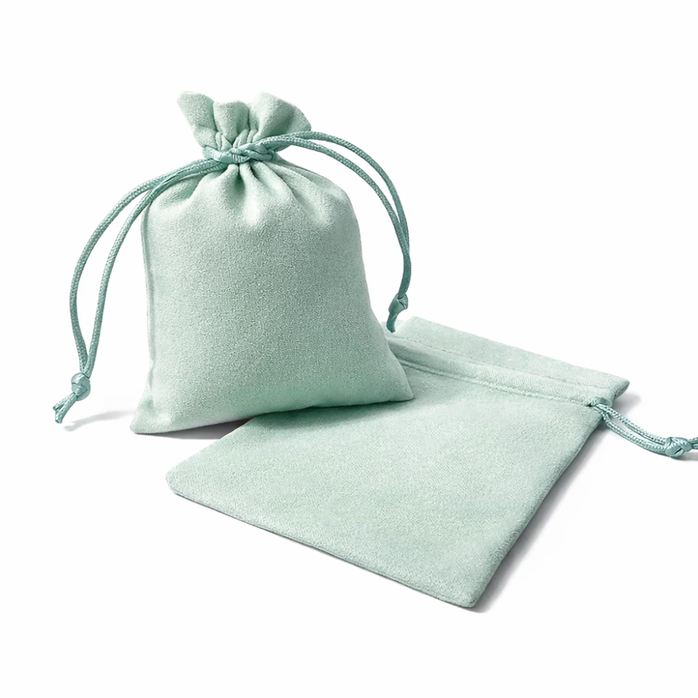 10 bolsitas de ante verde agua de 7 x 9 cm