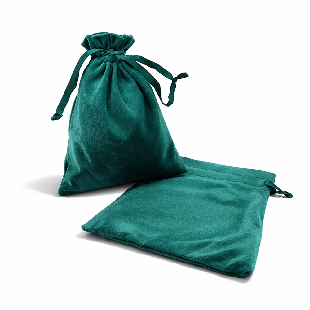10 bolsitas de terciopelo con cordones 10x11 cm - Verde pino