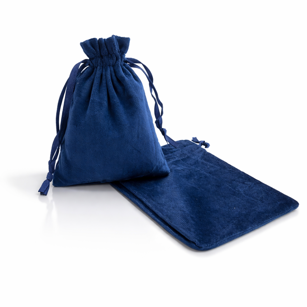10 bolsitas de terciopelo con cordones 10x11 cm - Azul noche