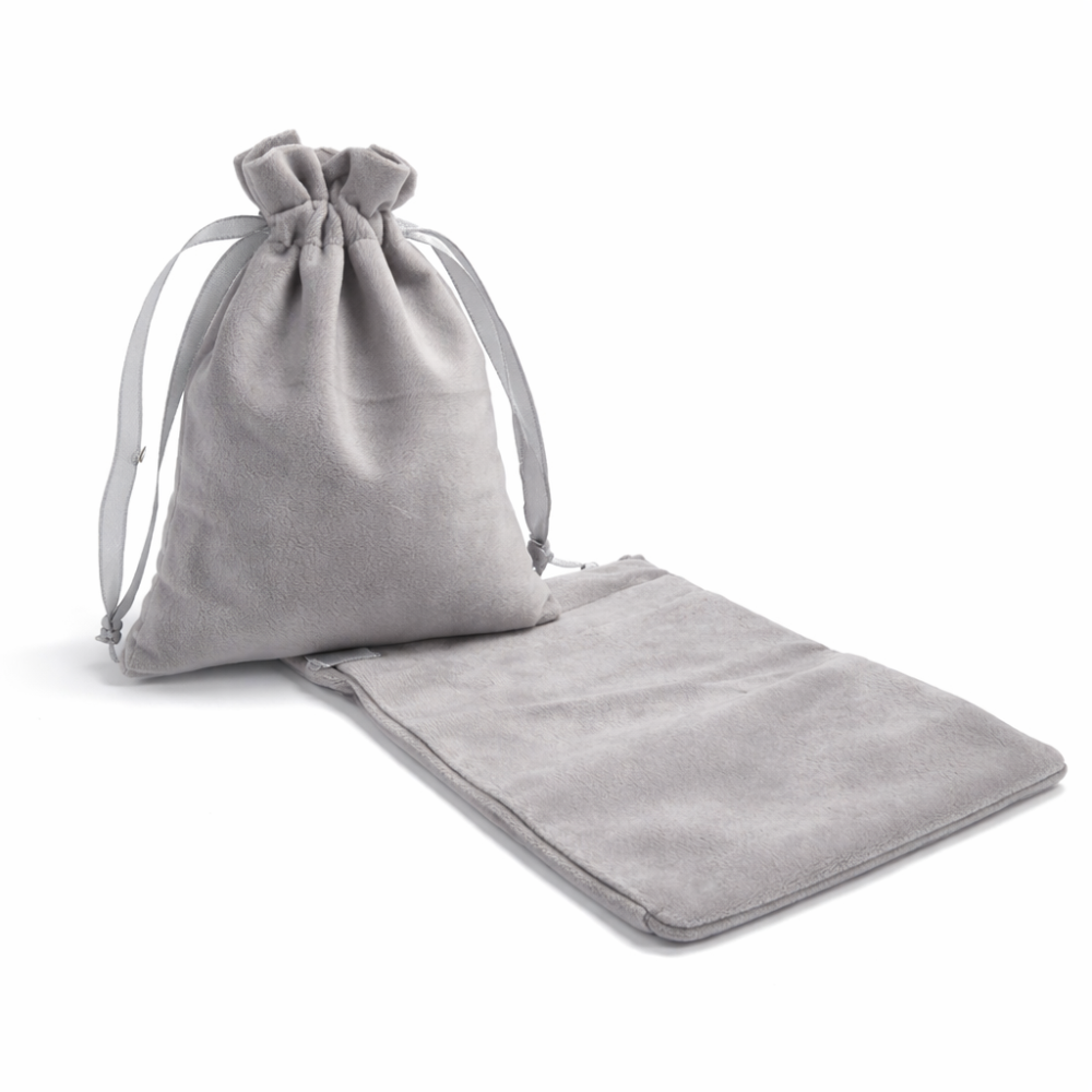 Lote de 10 bolsas de terciopelo con cierre de cordones 14x20 cm - Gris plateado