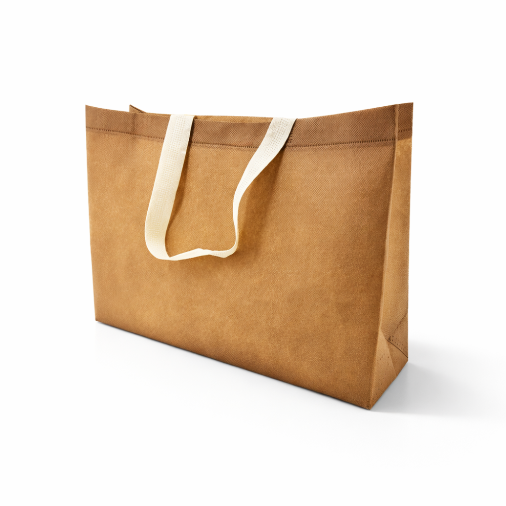 12 bolsas pequeñas reutilizables de TNT 34,5 x 25 x 10 cm - Café con leche