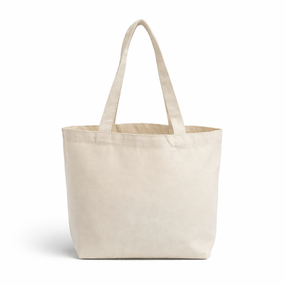 1 bolsa de la compra reutilizable de algodón natural crudo 36x29x9 cm