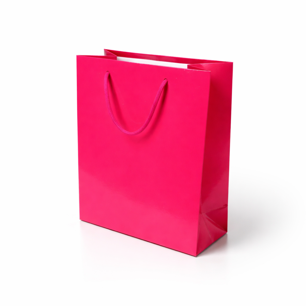 Lote de 12 bolsas de regalo rosa fucsia de 26 x 12 x 32 cm