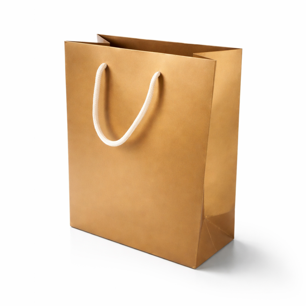 Lote de 12 bolsas de regalo color dorado mate 18x10x23cm
