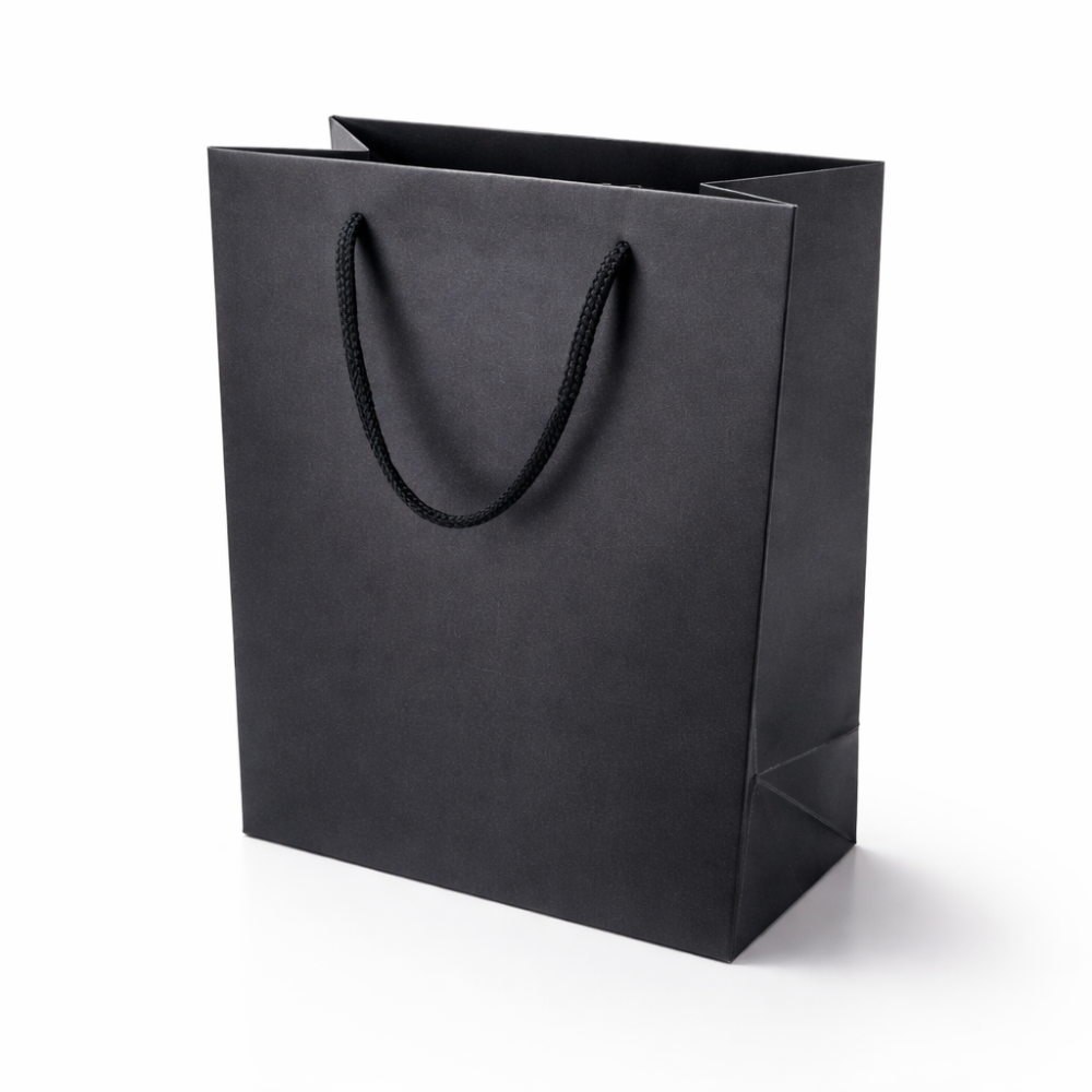 Lote de 12 bolsas de regalo grandes negras de 31 x 12 x 42 cm