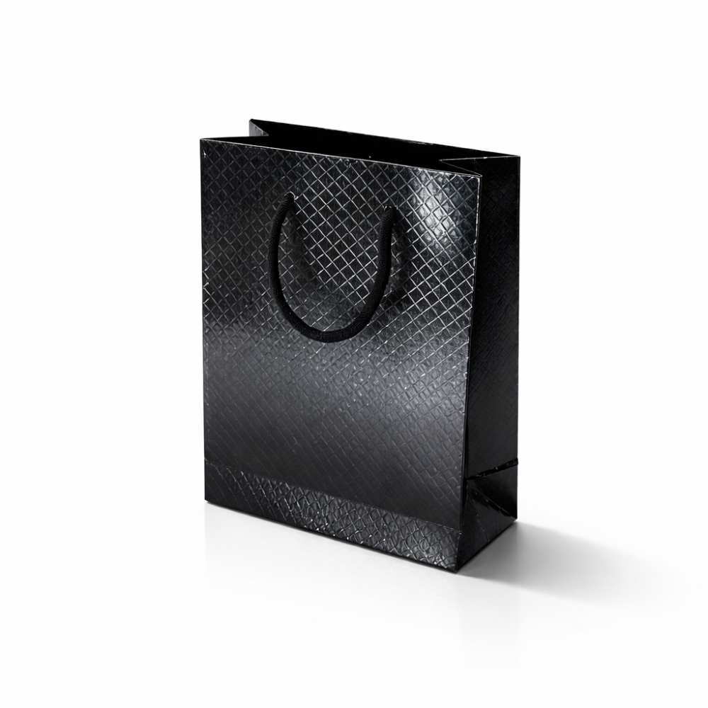 Lote de 12 bolsas de regalo brillantes de color negro 23x8x30 cm