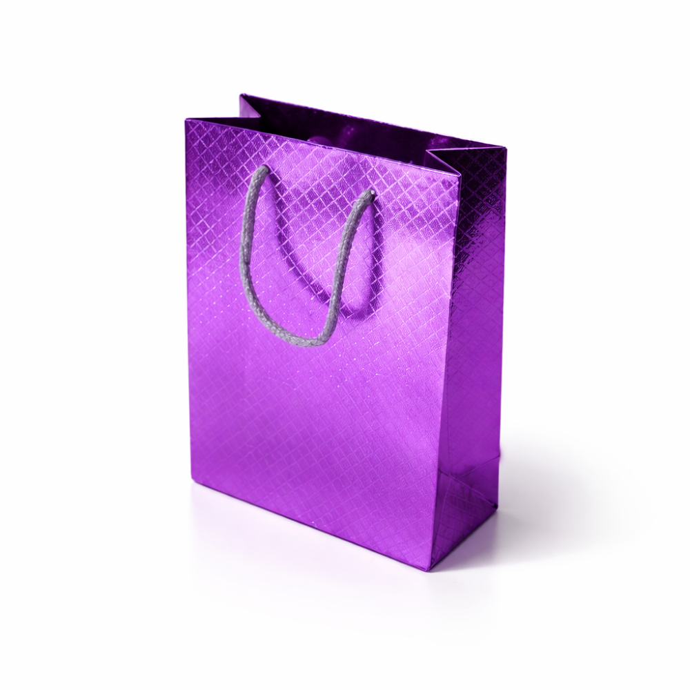 12 bolsas de regalo de color morado brillante 12,5 x 6 x 17 cm
