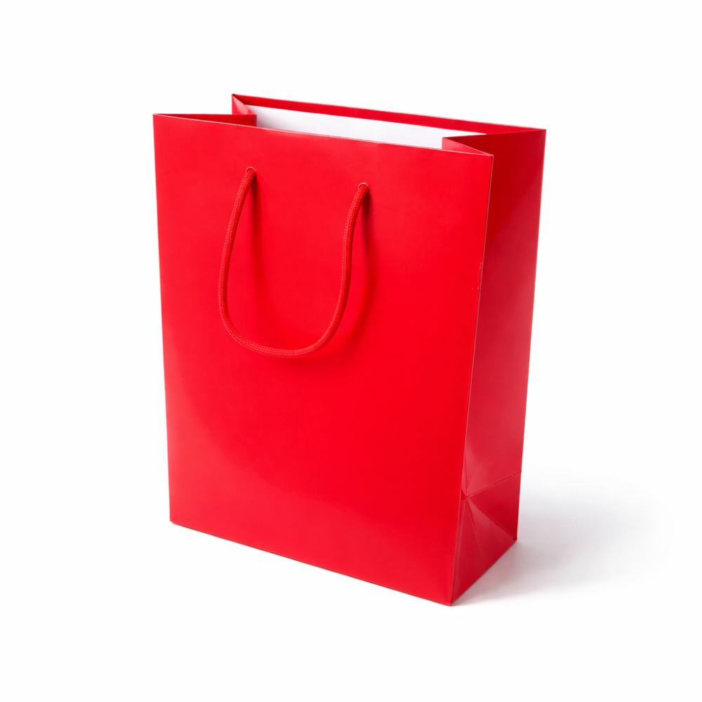 Lote de 12 bolsas de regalo rojas 26x12x32 cm