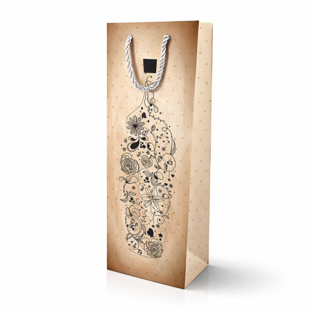 12 bolsas para botellas laminadas con aspecto vintage y motivo de botella de vino, 12,5 x 8 x 36 cm