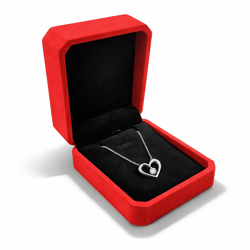 1 estuche de terciopelo rojo liso para cadena y colgante