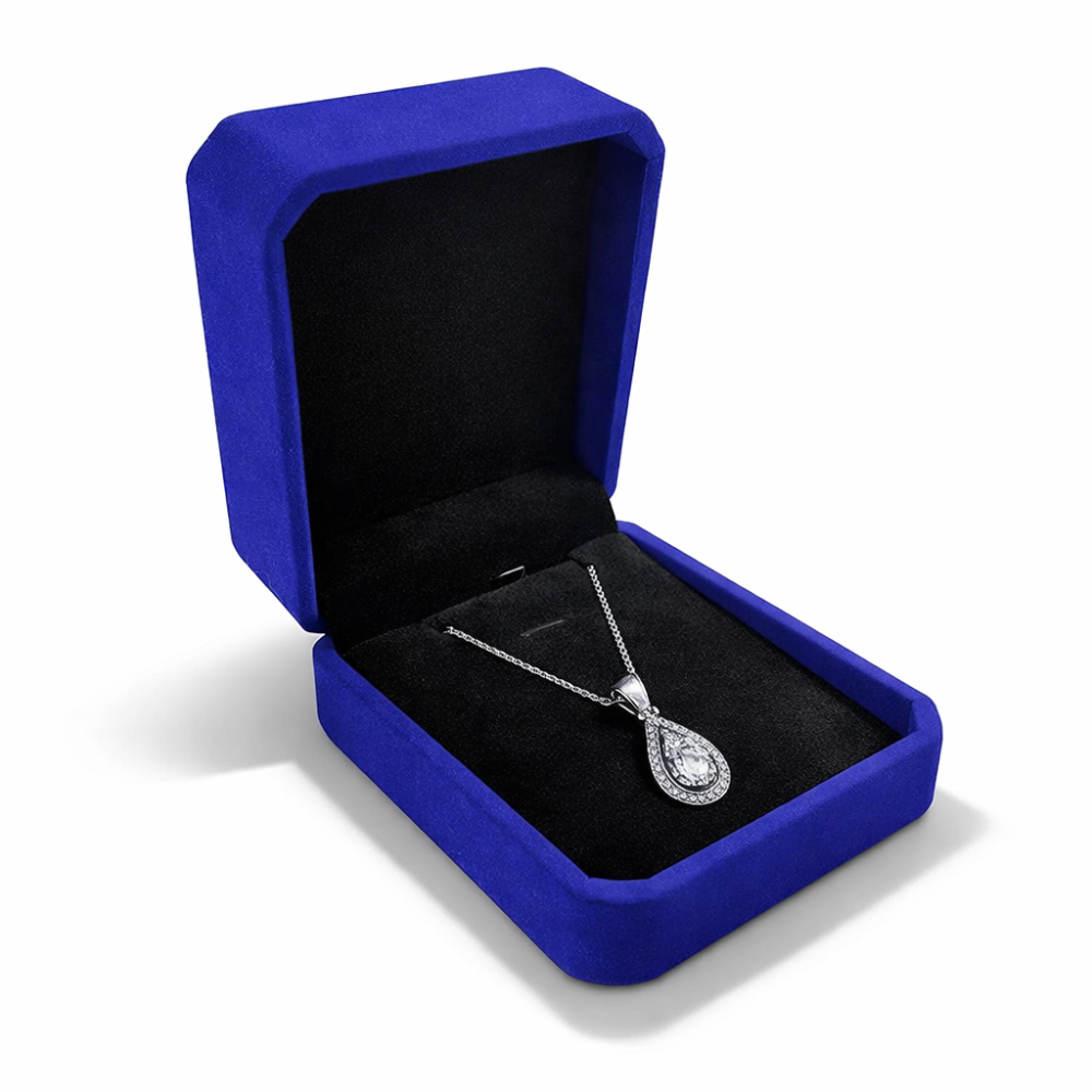 1 estuche de terciopelo azul real liso para cadena y colgante