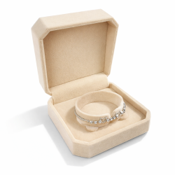 1 estuche para reloj de terciopelo beige crema de 9 x 9 cm