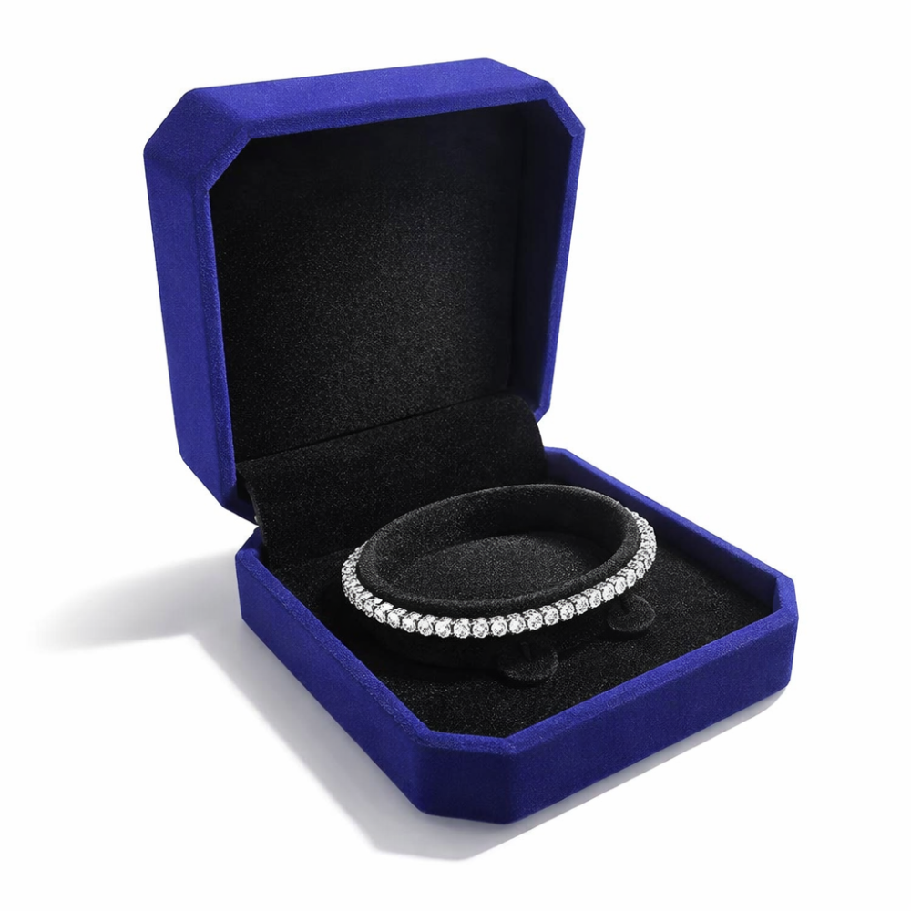 1 estuche de terciopelo azul real liso para pulsera
