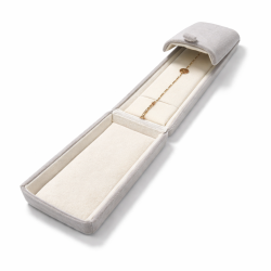 1 estuche de joyería de terciopelo gris perla para reloj 6x22,5 cm