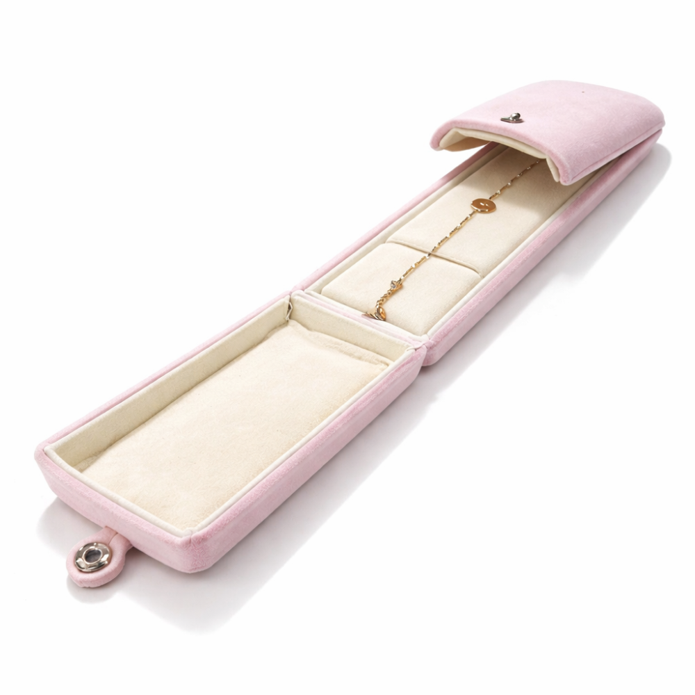 1 estuche de joyería de terciopelo rosa empolvado para reloj de 6 x 22,5 cm