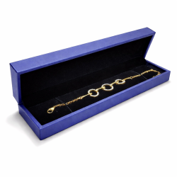Estuche para pulsera o cadena con aspecto de símil piel azul iridiscente 5,5 x 22 x 3 cm
