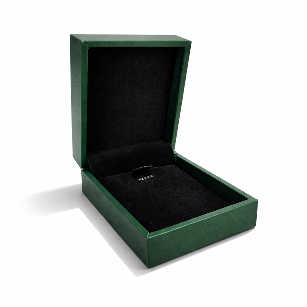 Estuche para cadena y colgante con aspecto de símil piel verde abeto 7,5 x 8,5 x 3,5 cm