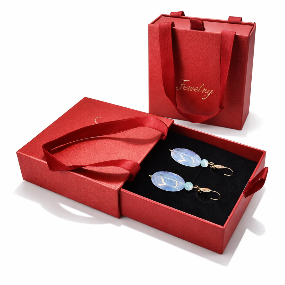 10 bolsas de estuche para joyas 10x10x3,6 cm - Rojo granate