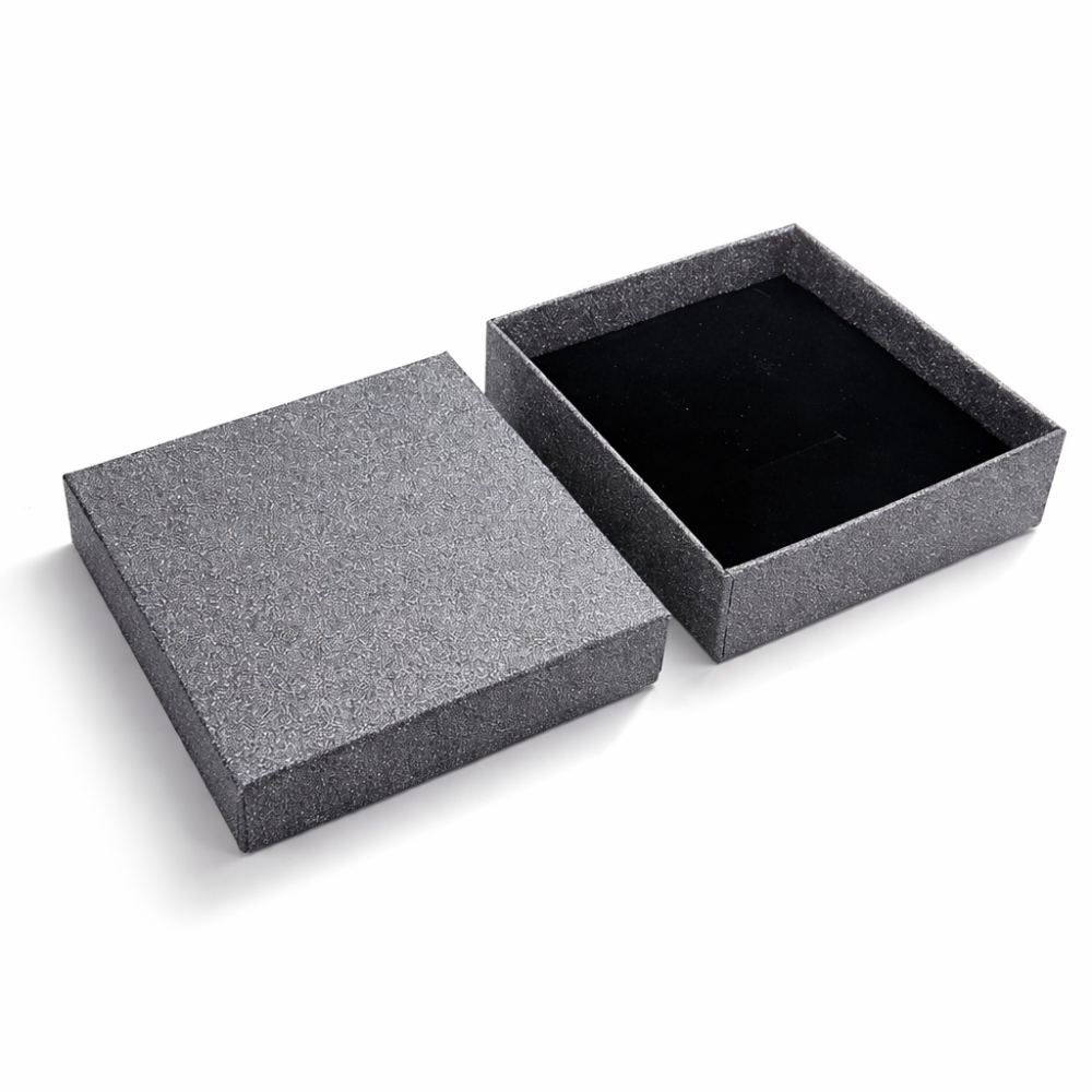 12 estuches para conjuntos de joyas con purpurina 9x9 cm - Gris